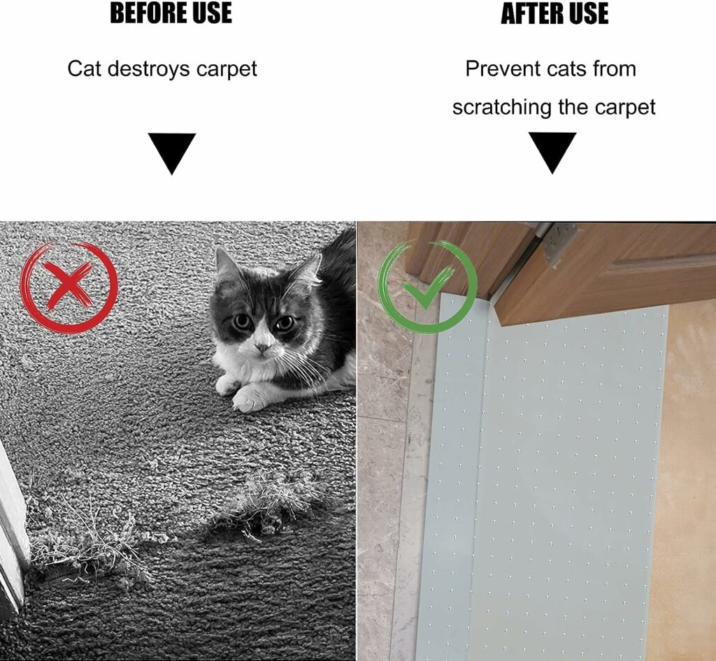 8.2Ft Cat Carpet Protector,DIY Non Slip Carpet Protector for Pets,Heavy Duty Plastic Carpet Protector for Pets,Easy to Cut, Carpet Protector Stop Cats from Scratching Carpet at Doorway