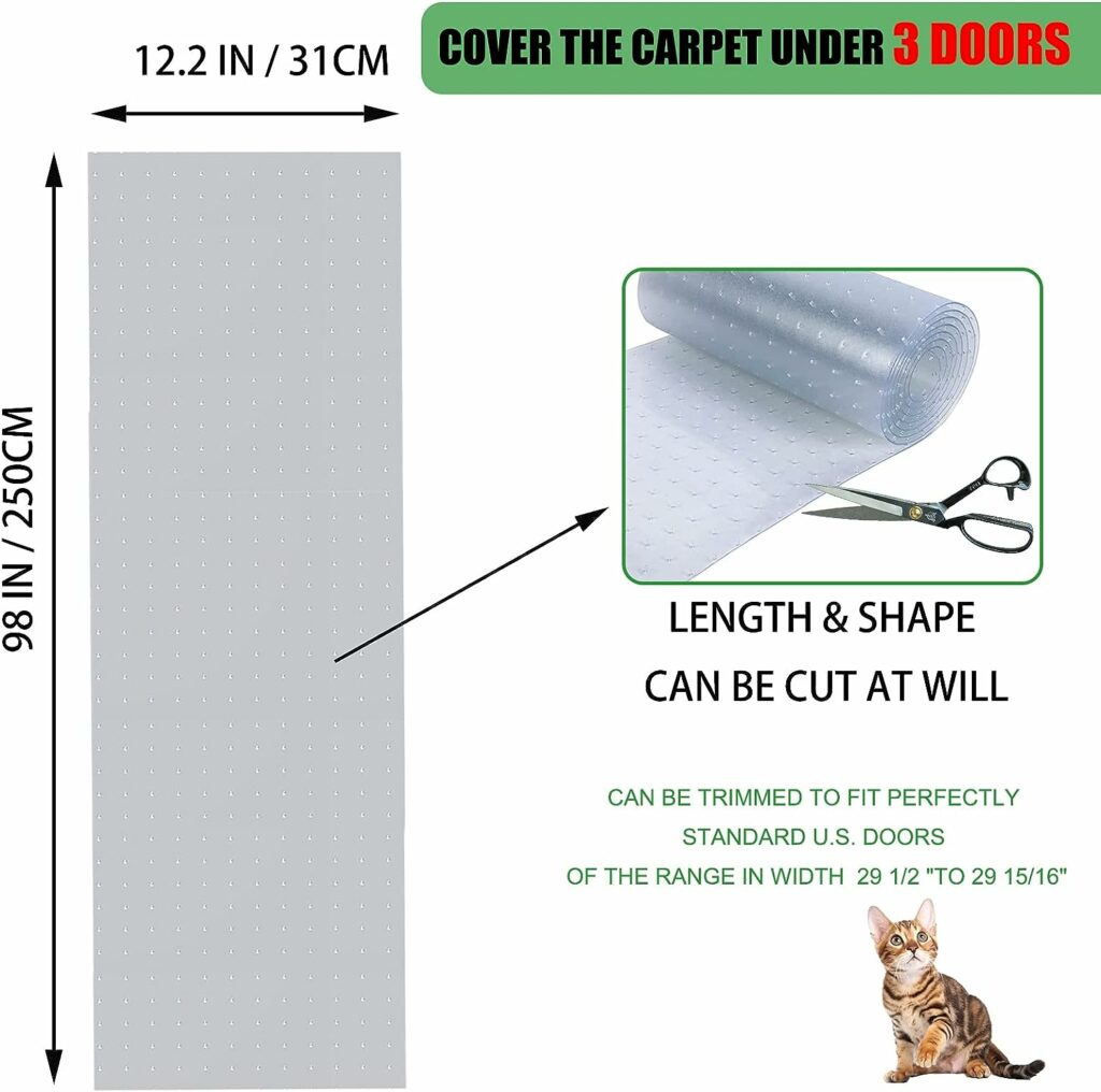 8.2Ft Cat Carpet Protector,DIY Non Slip Carpet Protector for Pets,Heavy Duty Plastic Carpet Protector for Pets,Easy to Cut, Carpet Protector Stop Cats from Scratching Carpet at Doorway