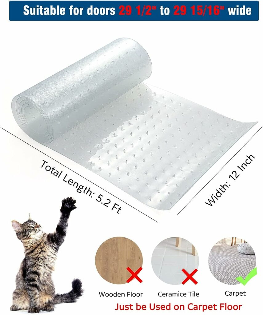 Carpet Protector for Pets - Cat Carpet Protector for Doorway, 5.2Ft Heavy Duty Plastic Carpet Protector