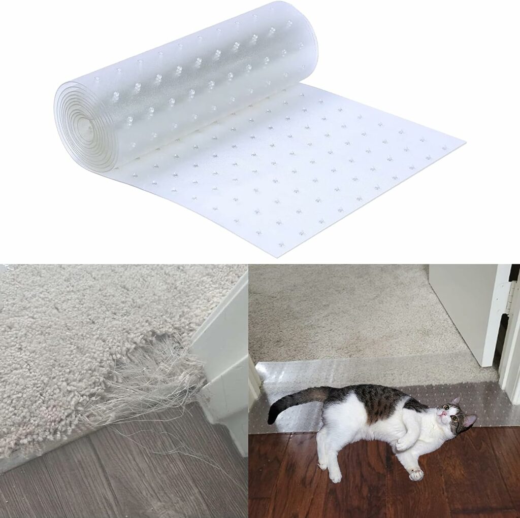 LAFENLIN Cat Scratch Carpet Protector for Pets,Plastic Carpet Protector for Doorway,Non-Slip  Easy to Cut Cat Carpet Protector Mat(8.2Ft-Fine Nails)