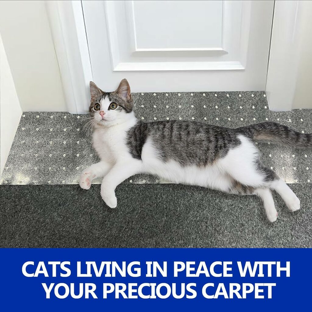 LAFENLIN Cat Scratch Carpet Protector for Pets,Plastic Carpet Protector for Doorway,Non-Slip  Easy to Cut Cat Carpet Protector Mat(8.2Ft-Fine Nails)