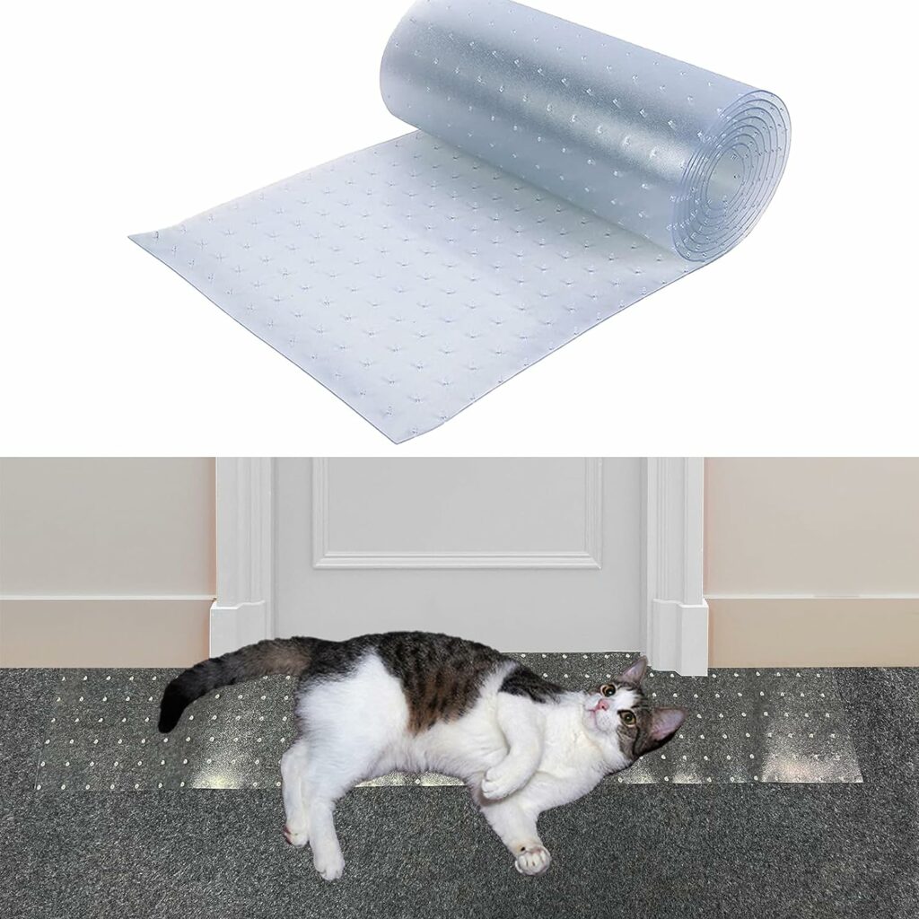 LAFENLIN Cat Scratch Carpet Protector for Pets,Plastic Carpet Protector for Doorway,Non-Slip  Easy to Cut Cat Carpet Protector Mat(8.2Ft-Fine Nails)