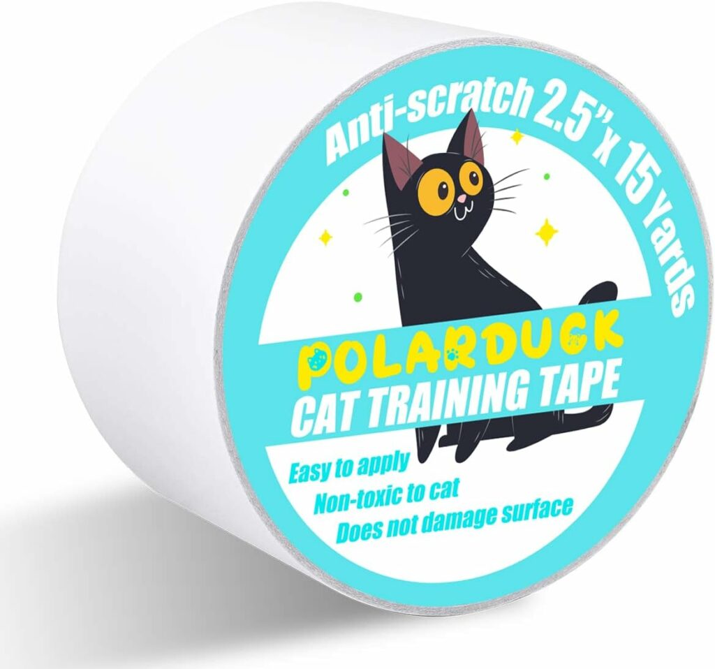 Polarduck Anti Cat Scratch Tape, 2.5 inches x 15 Yards Cat Training Tape, 100% Transparent Clear Double Sided Cat Scratch Deterrent Tape, Furniture Protector for Couch, Carpet, Doors, Pet  Kid Safe